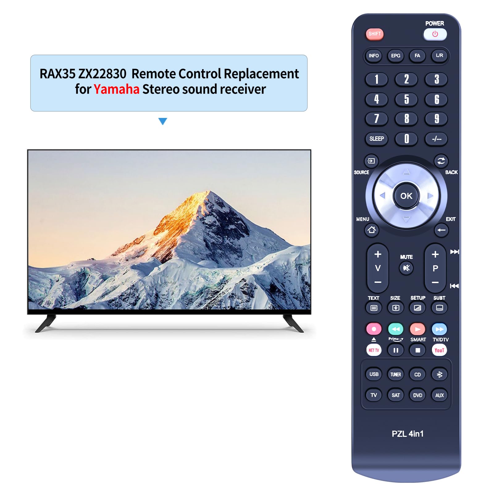RAX35 ZX22830 Replacement Remote Control Compatible for Yamaha AV